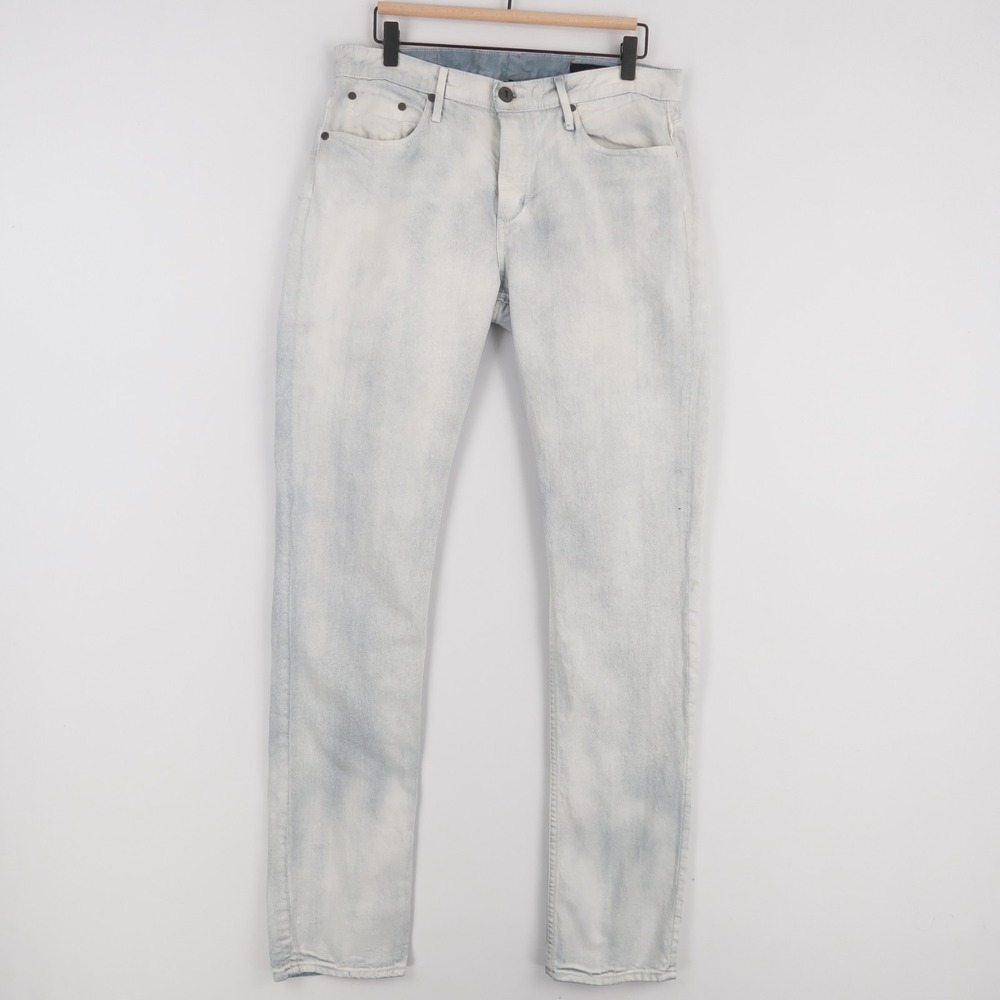 Thvm Jeans Mens 32 Light Blue Acid Wash Tapered Leg Button Fly Cotton Denim USA